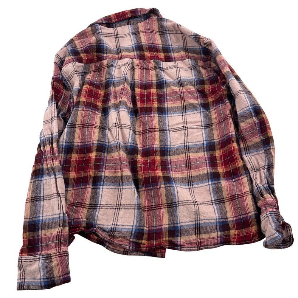 Old Navy Womens Flannel The Boyfriend Shirt Pink Plaid Medium - Picture 5 of 5